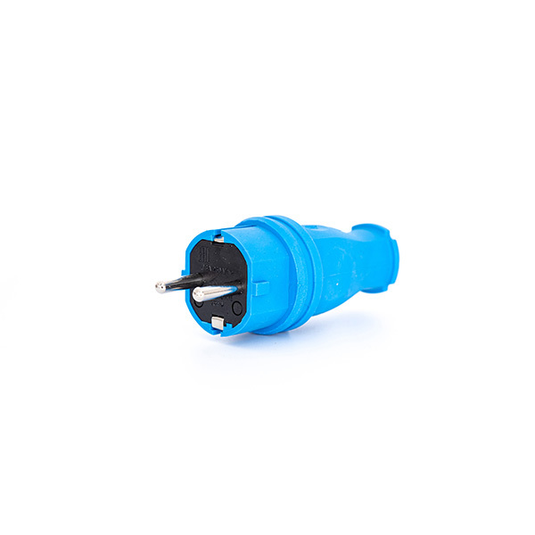 Leistungsstarker fester Stecker 16A Gummi-Schutzleiter IP44 Blau - PWS161KSB [2 Stück]