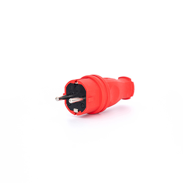 Power Solid Plug 16A Rubber Grounded IP44 Red - PWS161KSR [2 pieces]