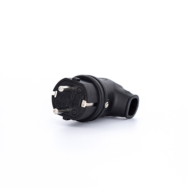 Power Solid Plug 16A Rubber Angled Ground IP44 Black - PWS161KH