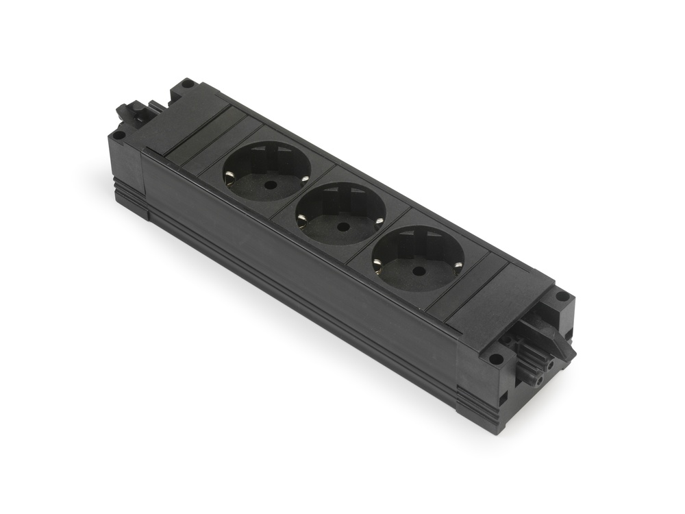 Bachmann Stufenfuß 3x 230V RA GST Schwarz (Europäische Steckdose) - 906.18818