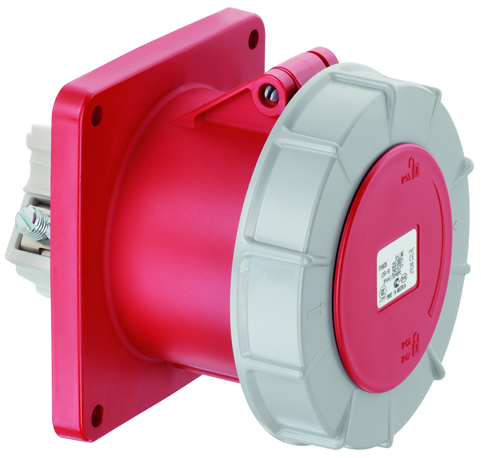 ABL CEE-rechte contactdoos met flens IP67 125A 4-polig 400V 6H Rood - F44S357