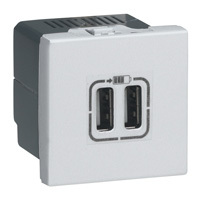 Legrand Mosaic Cargador USB 5V 1500mA 2 Módulos Aluminio - 079394