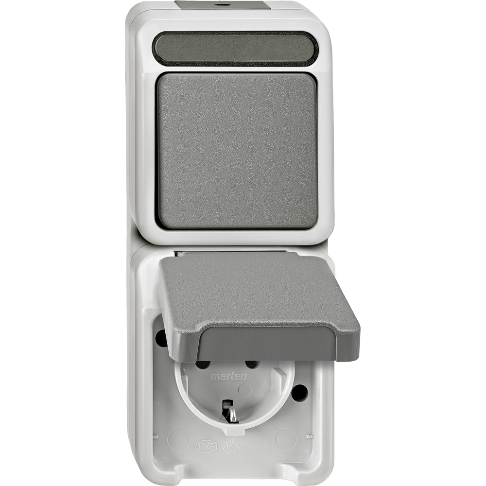 Schneider Electric Aquastar Combi Switch Socket IP44 Grey - MTN3495-8029