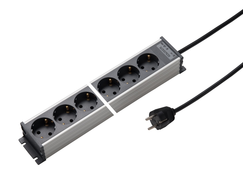 Martin Kaiser Power Outlet Strip 10-Way 45 Degree Earthing Contact (European Socket) - 1102ZL10L-SG15