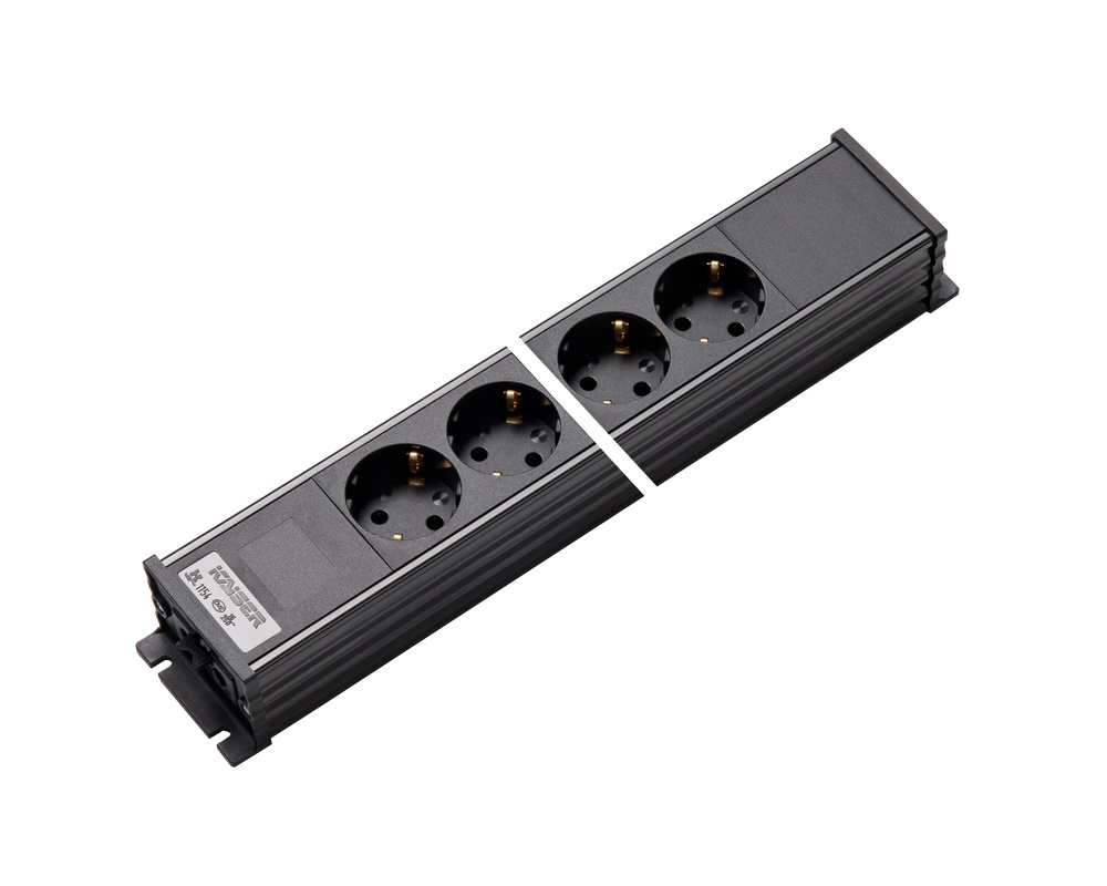 MK Power Outlet Strip 3-Way 45 Degree Angle AC166 In/Out Black - 1154/3-2/SW