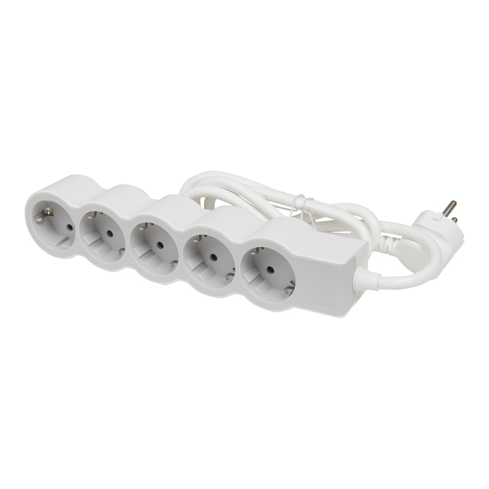 Legrand Standard Outlet 5x2P+A 1.5m Cord White-Grey - 694555