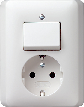 Gira Combination Socket Switch Standard 55 Pure Matte White - 017604