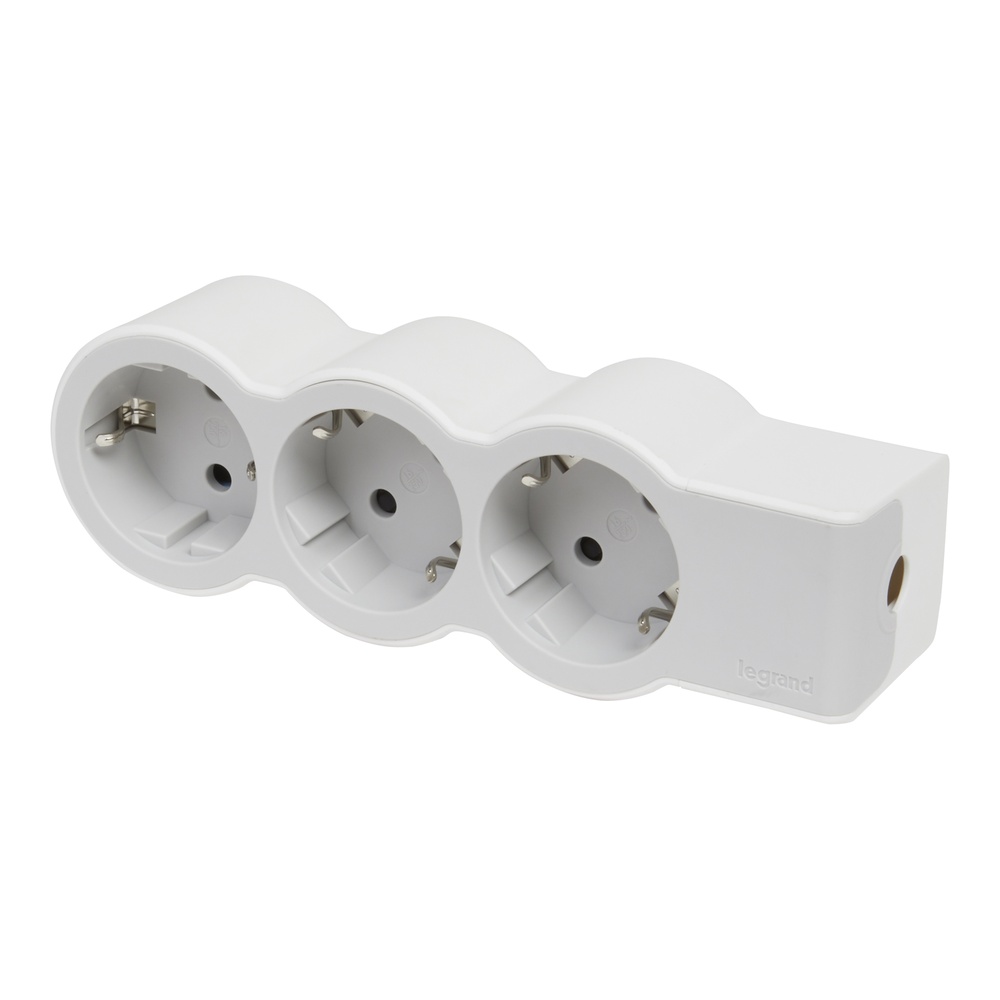 Legrand Standard Outlet 3x2P+A Without Cord White-Grey (European Socket) - 694573