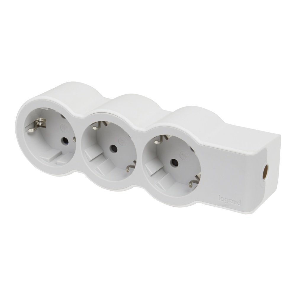 Legrand Standard Outlet 3x2P+A Without Cord White-Grey - 694573