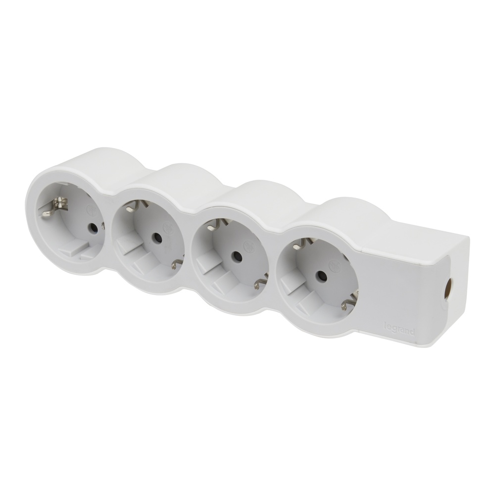 Legrand Standard Outlet 4X2P+A Without Cord White-Grey (European Socket) - 694575