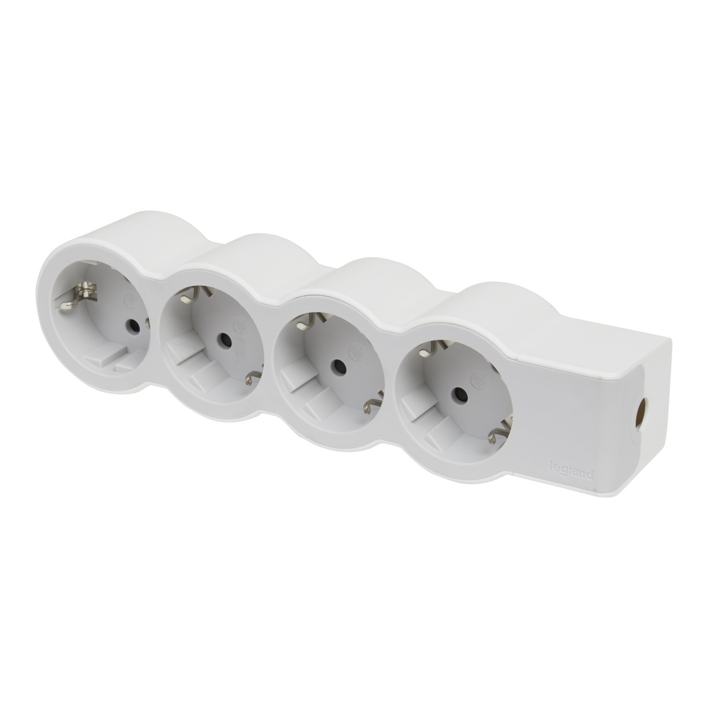 Legrand Standard-Steckdose 4X2P+A ohne Kabel weiß-grau - 694575