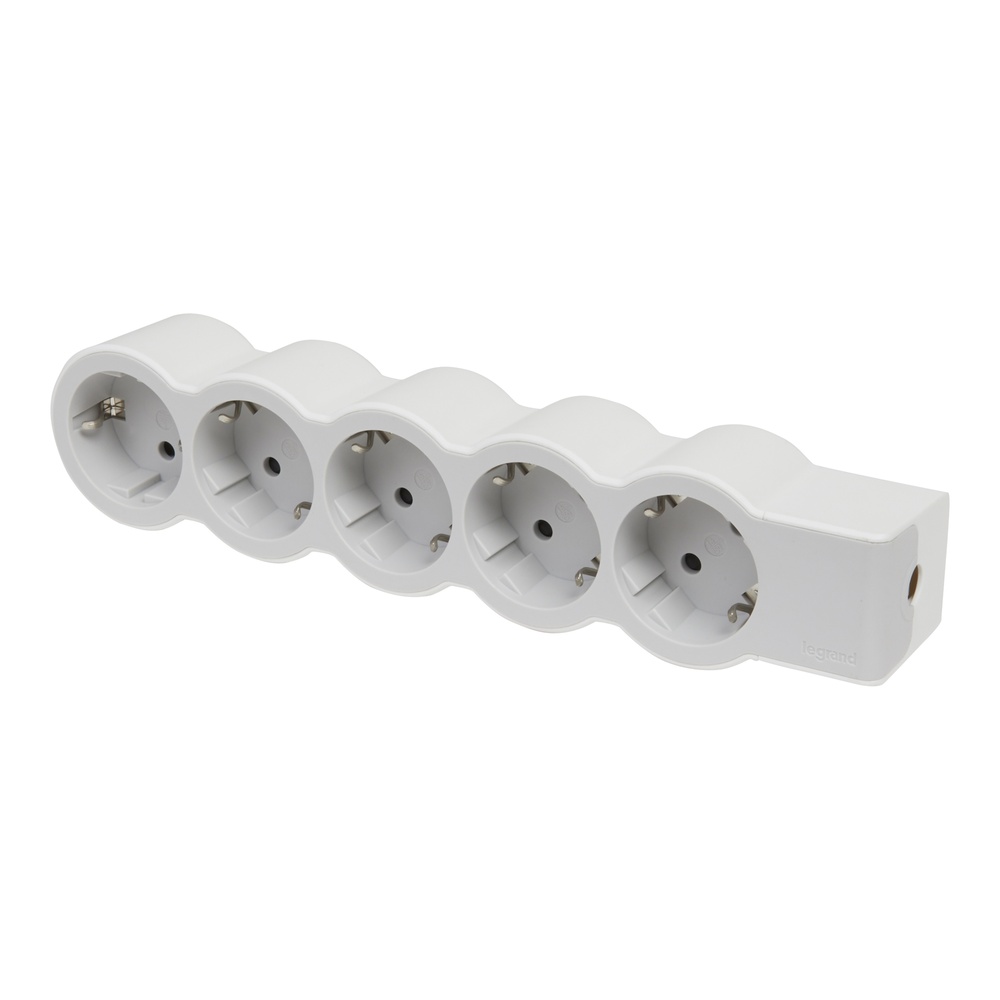 Legrand Standard Socket 5x2P+A Without Cord White-Grey - 694577