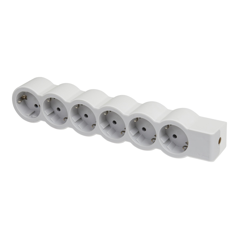 Legrand Standard Socket 6x2P+A Without Cord White-Gray (European Socket) - 694579
