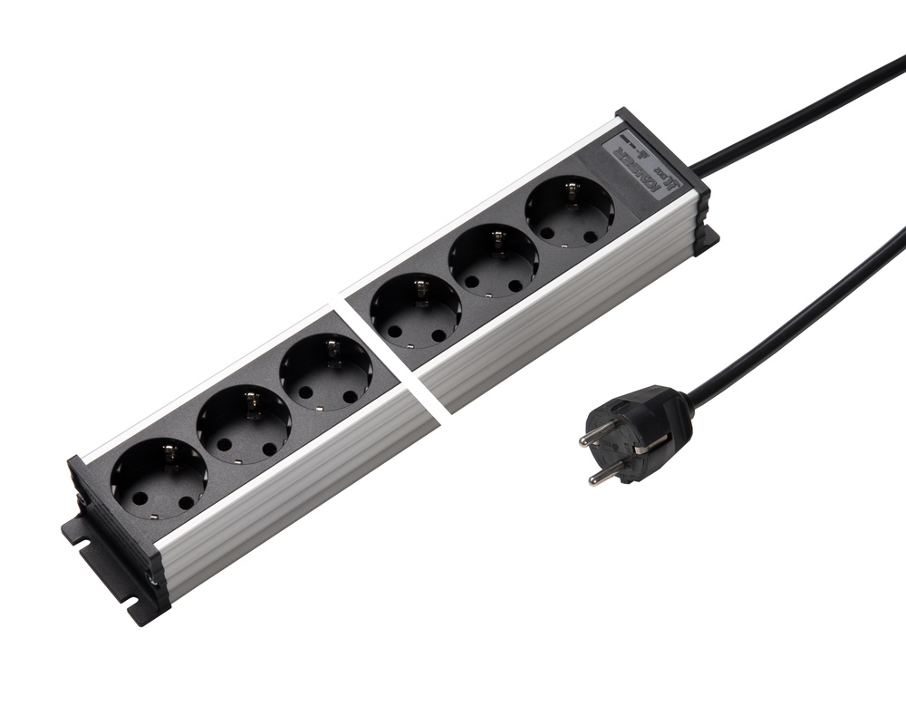 Martin Kaiser 6-Way Aluminum Power Strip No Switch Cable 1.5m (European Socket) - 1302KZL6SW15