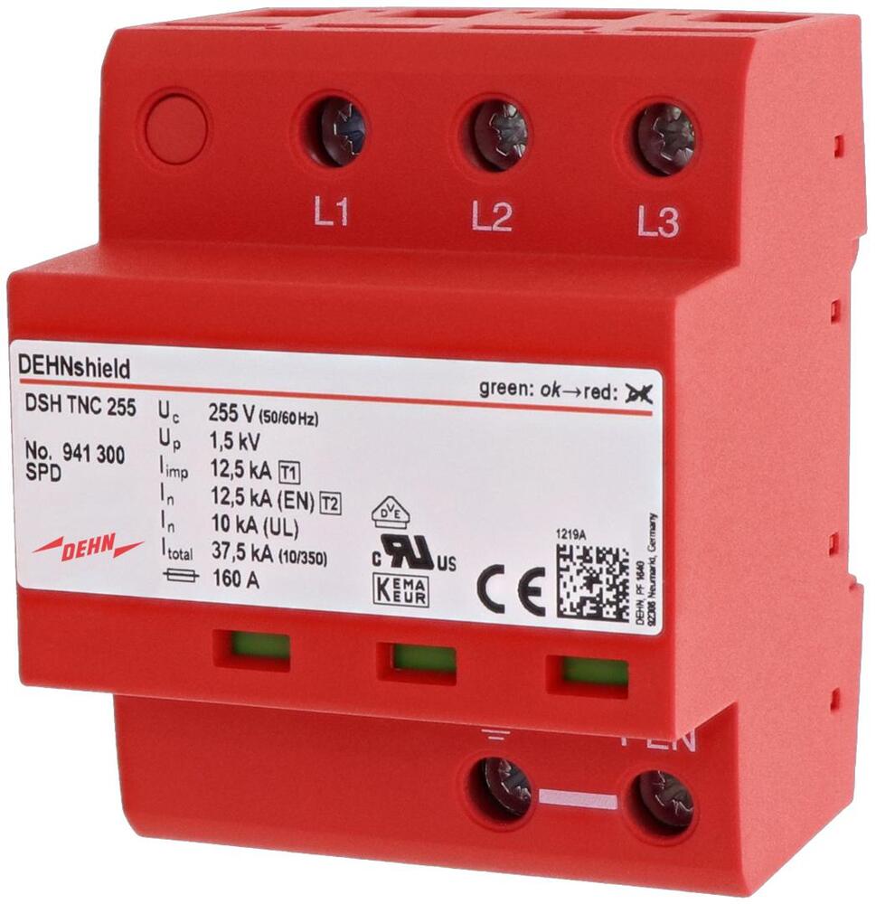 Combined Arrester DEHNshield Type 1+2 Three-Phase TN-C TNC 255 - 941300