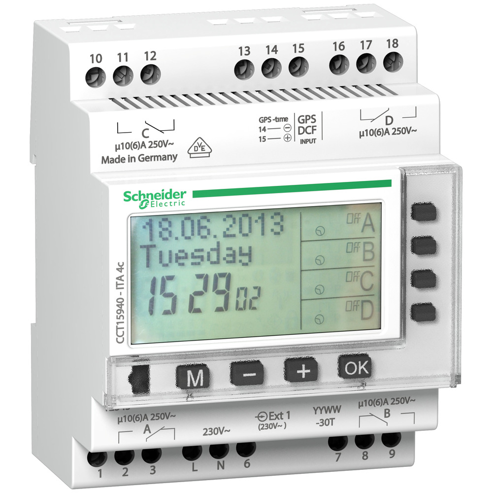 Schneider Electric 4 Channel Programmable Year Time Switch - CCT15940