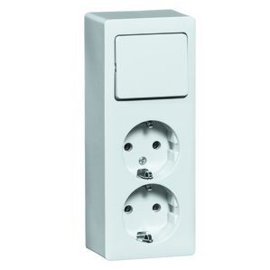 Peha Combination Switch Socket 2 Outlet with Earthing Pin White - 00276621