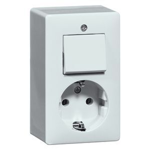 Combinación de interruptor de pared y enchufe Peha 2 polos universal blanco - 00275621