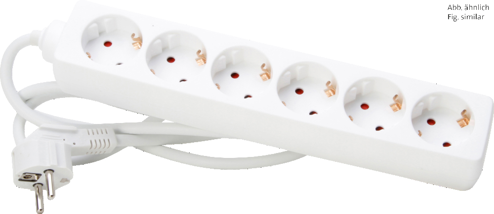 Kopp 6-Outlet Arctic White Power Strip With Ground Plug - 120613005