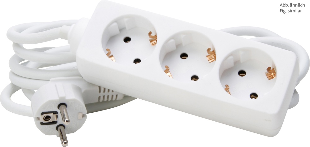 Kopp 3-Way White Table Socket With 3 Meter Cord - 128688650