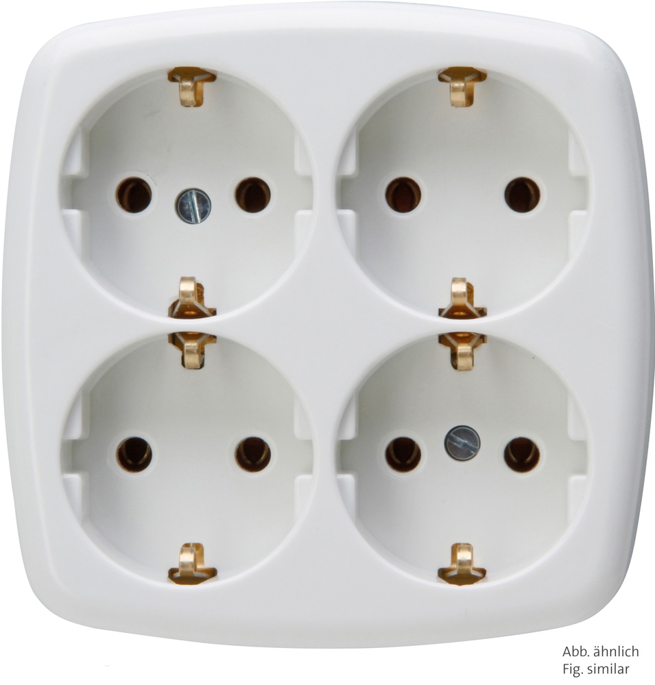 Kopp 4-Way Socket Square Without Cable Arctic White - 121001009