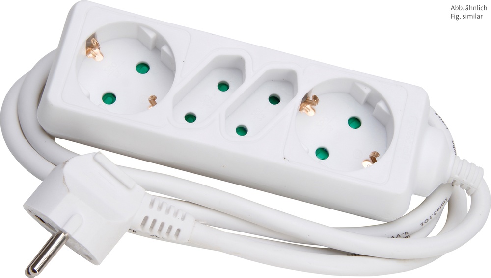 Kopp 4-Way Arctic White Socket Plug With Cord - 125902018