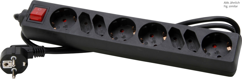 KOPP 4+4-V Plug A with 1.4m Black Euro SH Switch Cord - 129505006