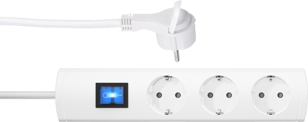 Kopp Universal Plus 3-Way White Switch Socket With Cord - 233302018