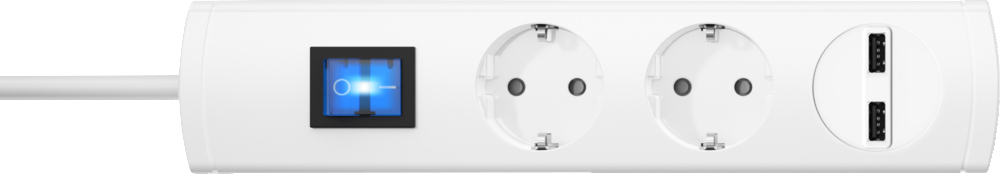 Kopp UNOversal Plus 2-Wege-Tischsteckdose mit Schalter und USB - 233502007