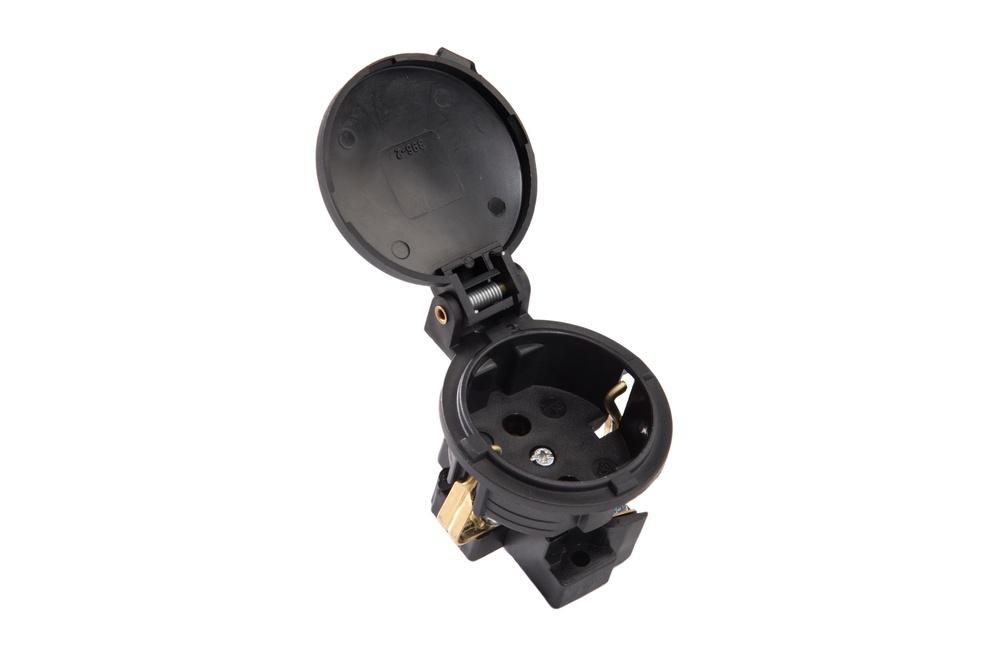 Martin Kaiser Black MK1 Flush-Mount Socket With Vertical Hinged Cover IP44 - 396/sw [60 pieces]