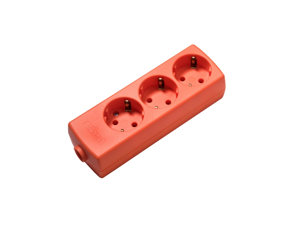 Martin Kaiser 3-Way Socket 45 Degree With Earthing Contact Orange - 1047/or