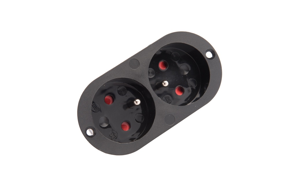 Martin Kaiser Black MK 2-Way Flush-Fitting Socket With Earthing Pin And Shutter - 501K/2/sw