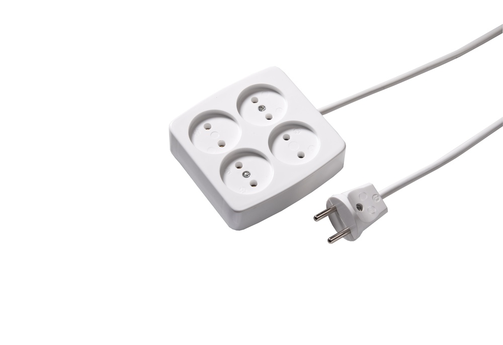 Martin Kaiser 4-Way Unearthed Socket With Cable 1.5m White (European Socket) - 510ZL/15/kws