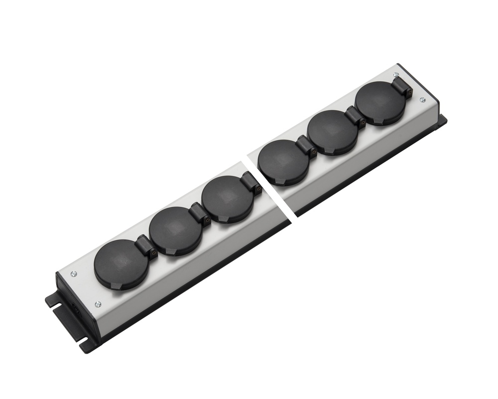 Martin Kaiser Power Outlet Strip 10 Way Hinged Cover IP20 No Switch (European Socket) - 1059/10l-sw