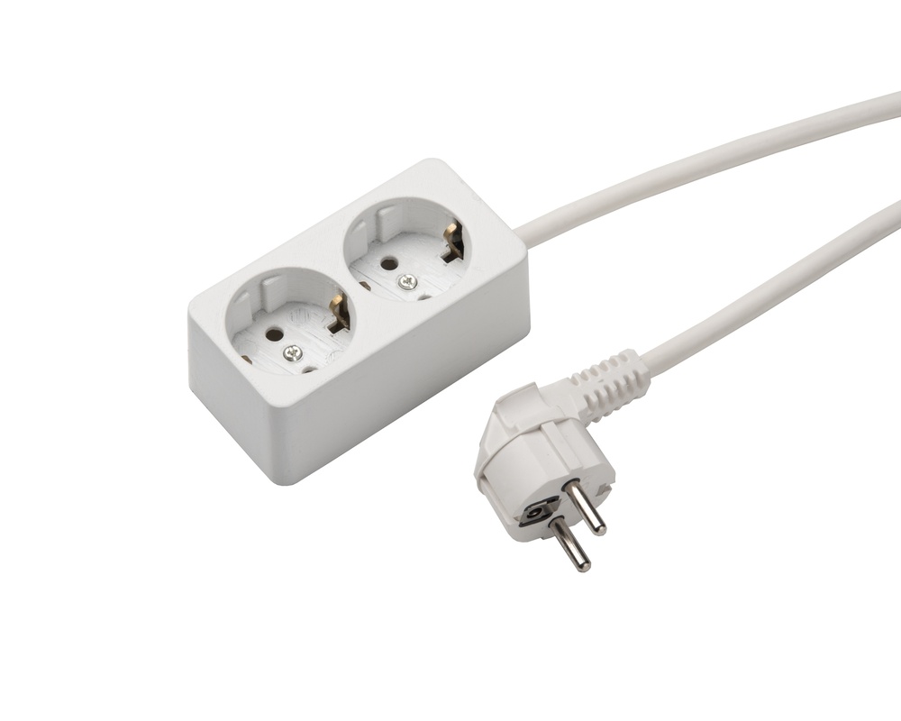 Martin Kaiser 2-Way Arctic White Socket With 1.5m Cable - 537ZL/15W/kws