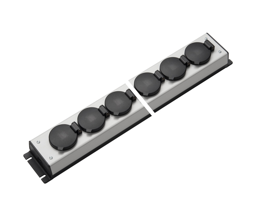 Martin Kaiser 12-Way Power Strip With Hinged Cover IP20 - 1059/12l-sw