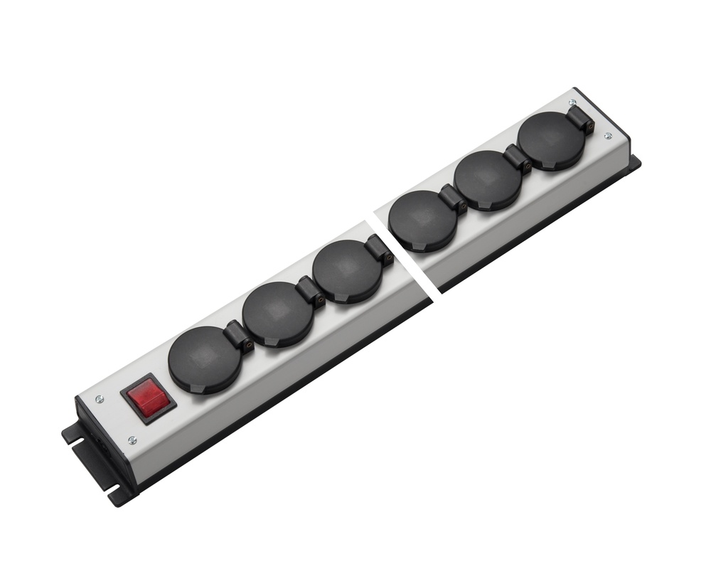 Martin Kaiser Power Outlet Strip 6 Way Hinged Cover IP20 Switch (European Socket) - 1058/6L-SW