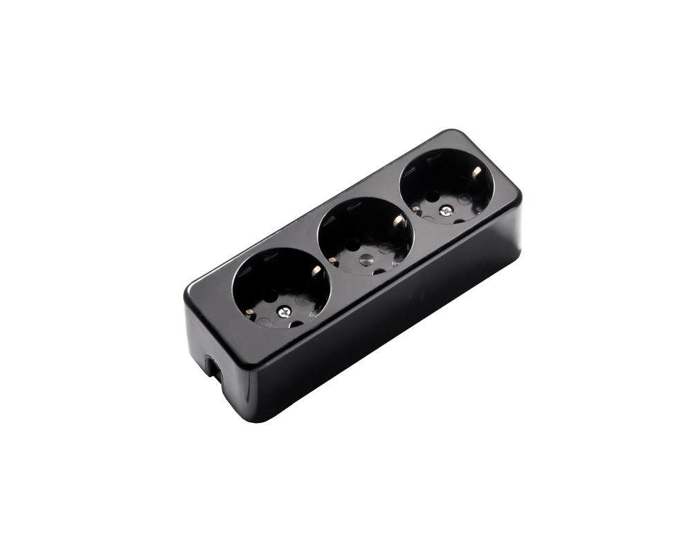 Martin Kaiser Black 3-Way Socket Earthing Contact Thermo Material (Prise européenne) - 638/sw