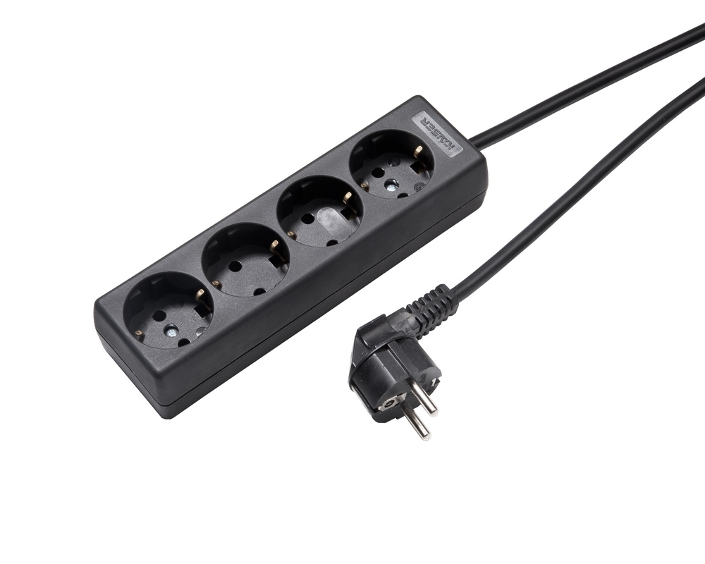 Martin Kaiser 4-Way Socket With Earthing Contact Cable 1.5m Black - 1040ZL/15W/sw