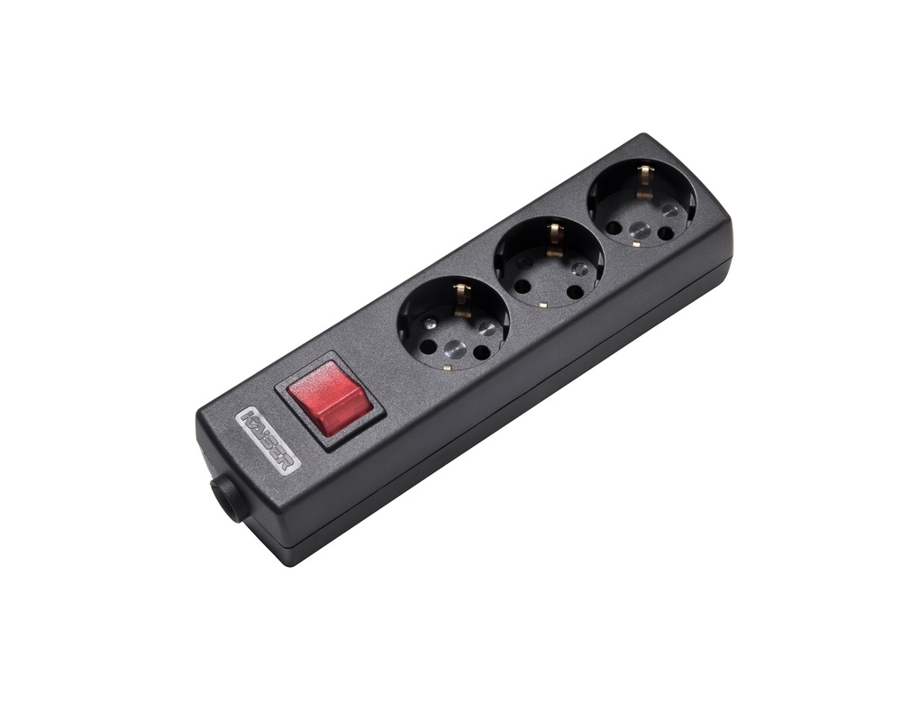 Martin Kaiser 3-Way Socket 45 Degree With Earthing Contact And Switch Black (European Socket) - 1049/sw