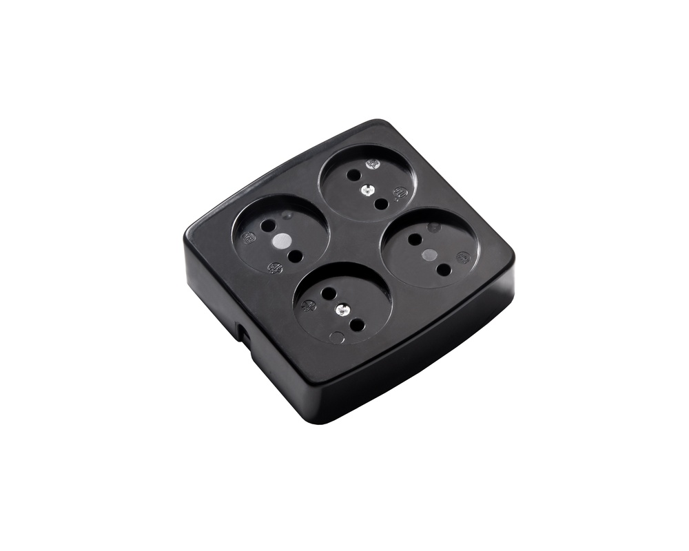 Martin Kaiser 4-Way Unearthed Square Black Socket 16Amp (European Socket) - 510/sw