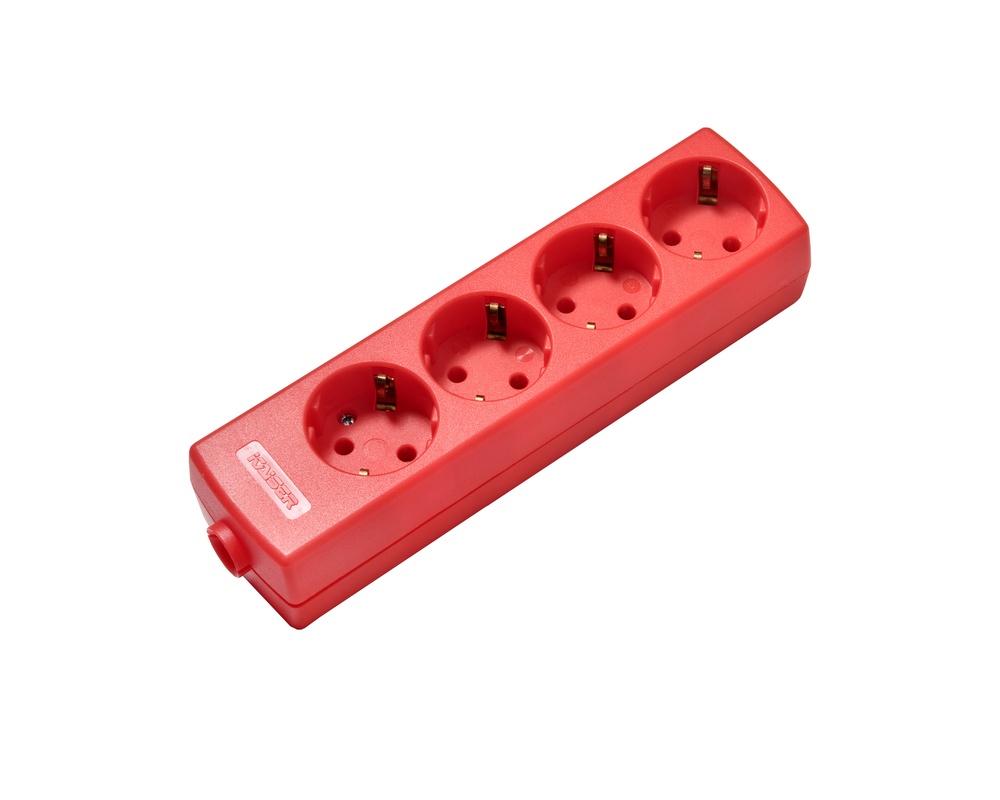 Martin Kaiser 4-Way Socket with Earthing Contact Red - 1048/rt