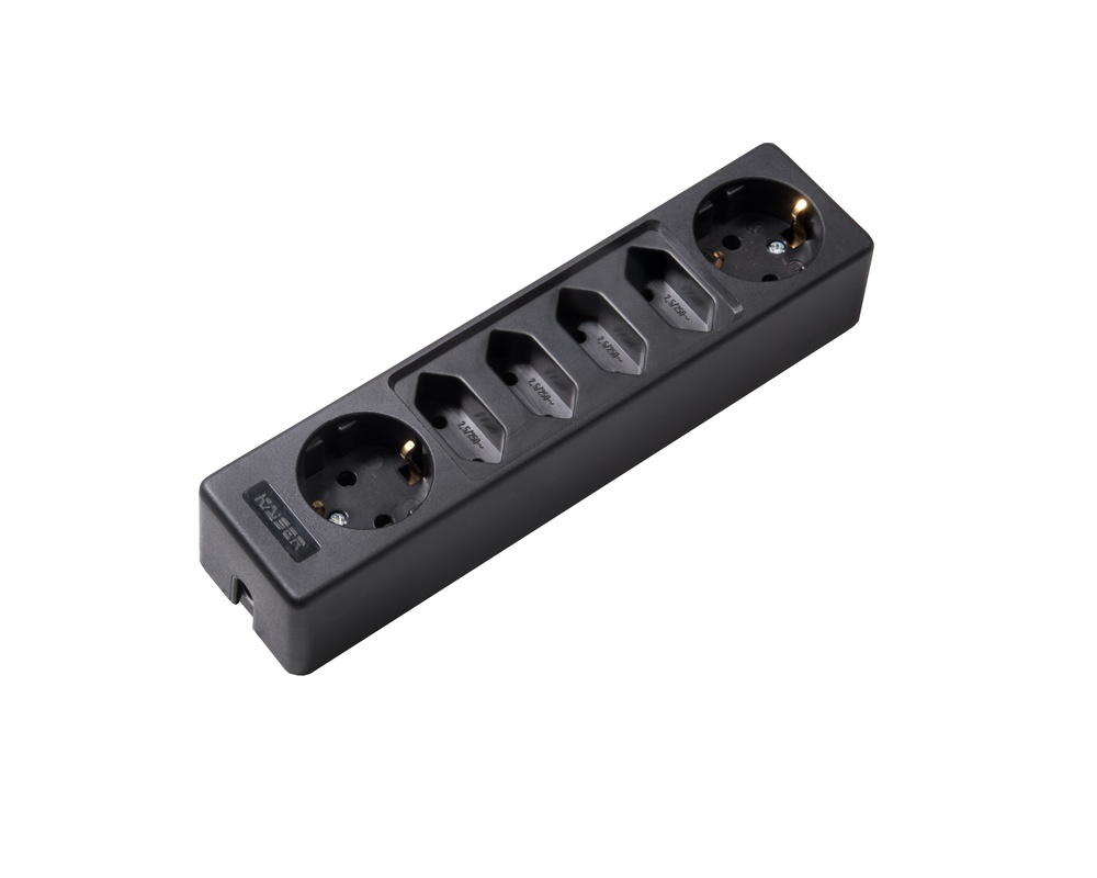 Martin Kaiser 6-Way Socket With 2 Schuko And 4 Euro Outlets Black (European Socket) - 1012/sw