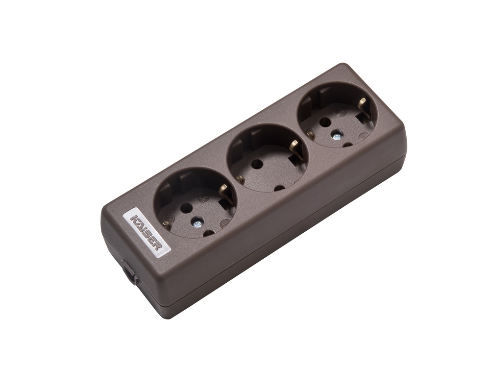 Martin Kaiser 3-Way Socket With Earthing Contact Brown (European Socket) - 1030/br