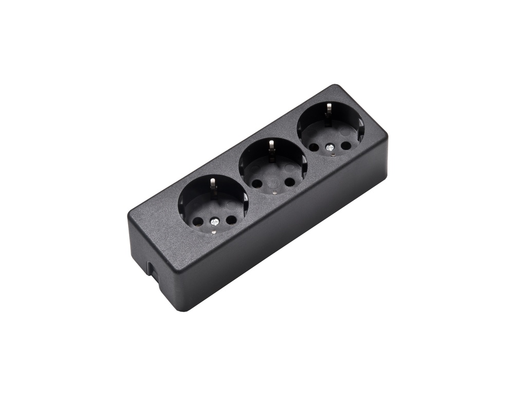 Martin Kaiser 3-Way Socket 35 Degree With Earthing Contact Black (European Socket) - 1034/sw
