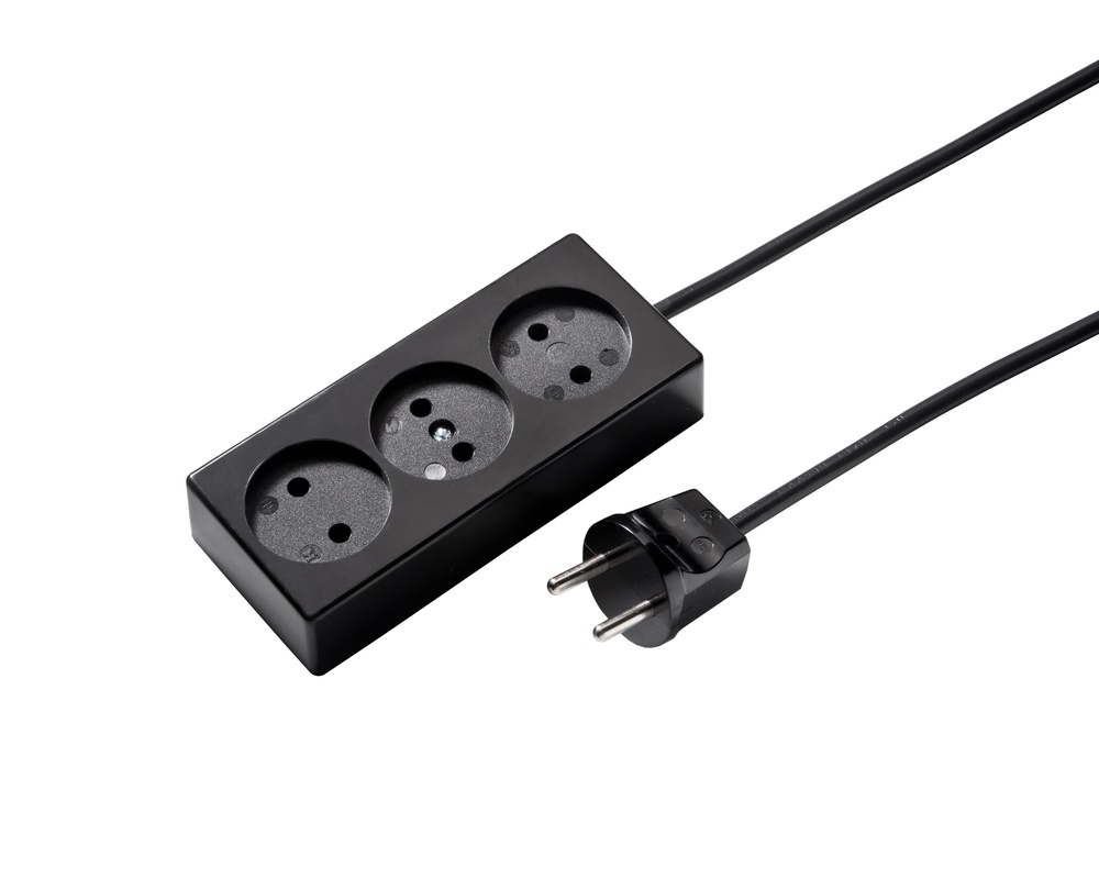 Martin Kaiser 3-Weg Niet-Gegrond Stopcontact 16Amp Met 1,5m Kabel (Europese Stekkerdoos) - 511ZL/15/sw