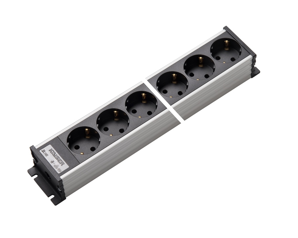 Martin Kaiser Power Outlet Strip 6 Way Earthing Contact Shutter (European Socket) - 1102K/6l-sw