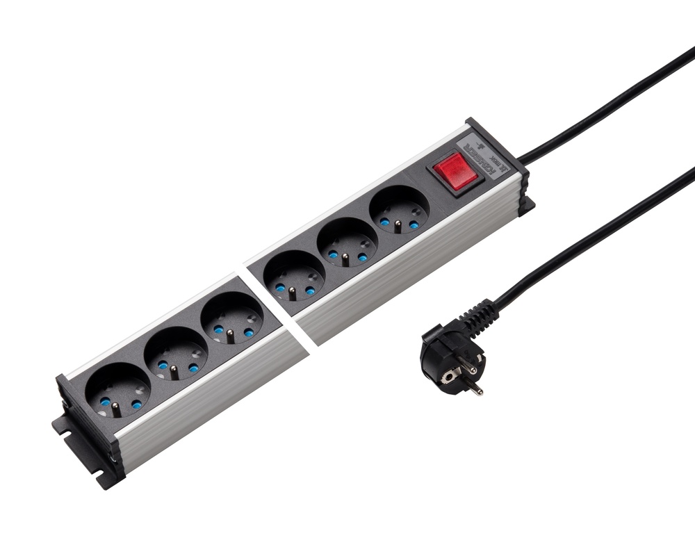 Martin Kaiser Power Strip 6-Way 45 degrees Earthing Pin Shutter Switch Cable 1.5m (European Socket) - 1116KZL6l-sw15