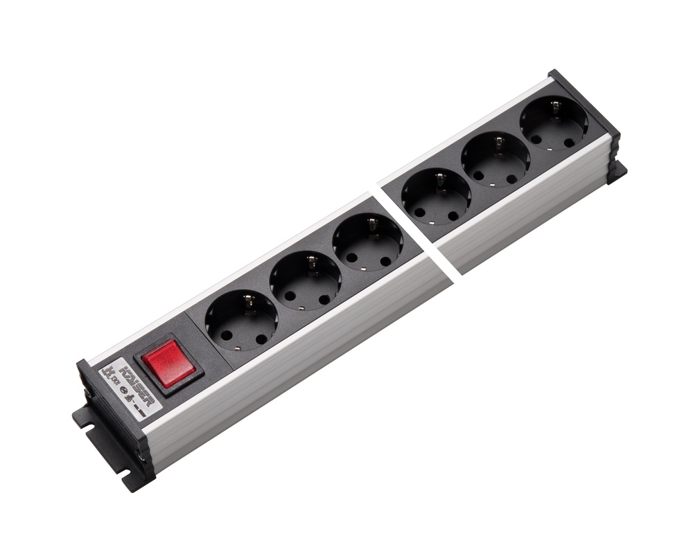 Martin Kaiser Aluminium Stopcontactstrip 6-voudig met schakelaar - 1301/6sw