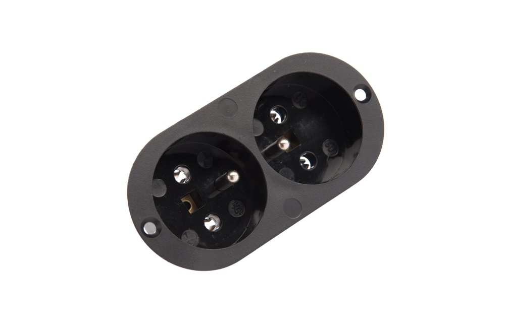 Martin Kaiser 2-Way Flush-Fitting Socket With Earthing Pin Black - 501/2/sw